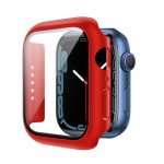 Wholesale Tempered Glass Screen Protector Full Coverage Shockproof Cover Case for Apple Watch Series 9/8/7 [45MM] (Red)
